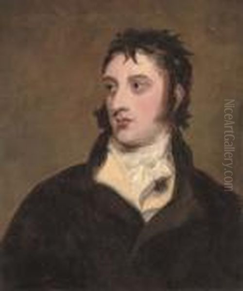 Portrait Of A Gentleman 
Traditionally Identified As William Lamb, 2nd Viscount Melbourne 
(1779-1848), Half-length, In A Black Coat Oil Painting by Sir Thomas Lawrence