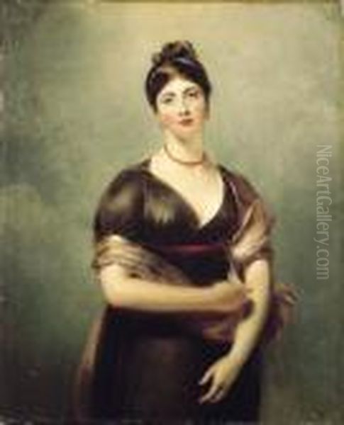 Portrait Of Elizabeth Jennings, 
Later Mrs William Lock,three-quarter-length, In The Pose Of The Venus 
De' Medici, In Abrown Dress And Pink Wrap Oil Painting by Sir Thomas Lawrence