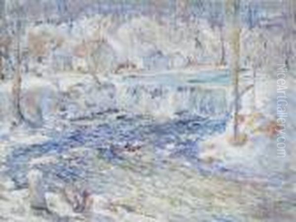 Winter At Little Falls, New Jersey Oil Painting by Ernest Lawson