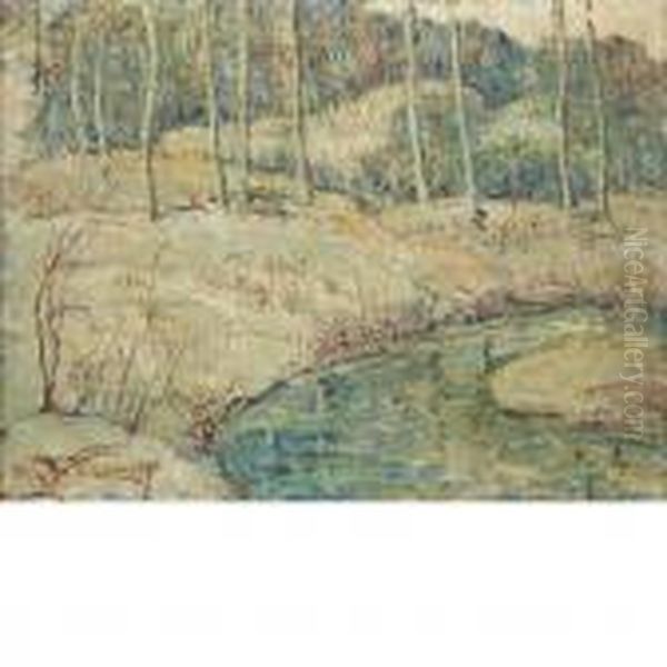 Brook In Winter Oil Painting by Ernest Lawson