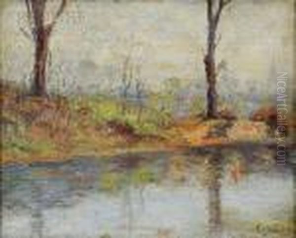 Along The Riverbank Oil Painting by Ernest Lawson