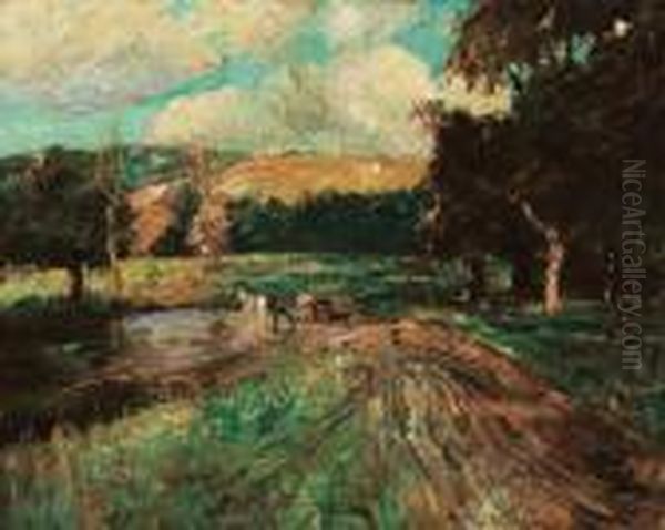 Connecticut Landscape Oil Painting by Ernest Lawson