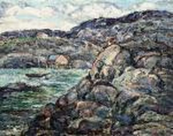 Rocky Coast, Nova Scotia Oil Painting by Ernest Lawson