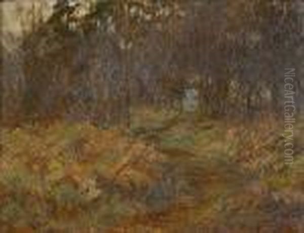 View Into A Forest Oil Painting by Ernest Lawson