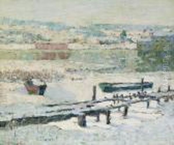 River In Winter Oil Painting by Ernest Lawson