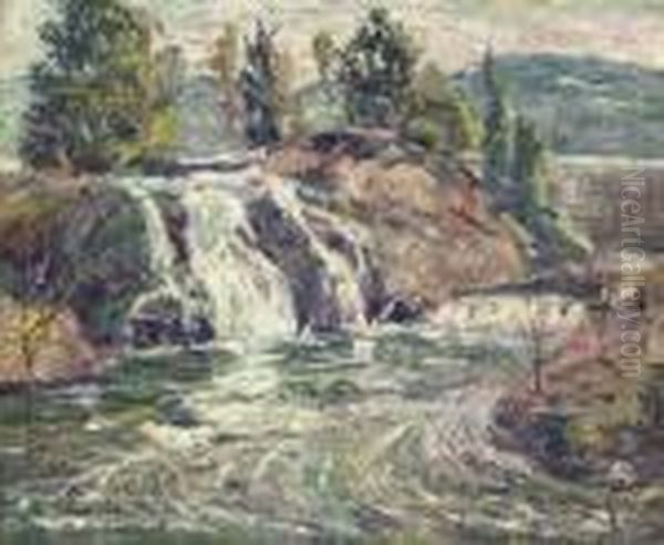 Waterfall Oil Painting by Ernest Lawson