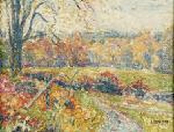 O/b Fall Scene Oil Painting by Ernest Lawson