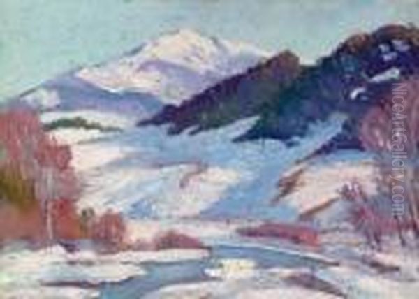 Colorado Landscape, Winter Oil Painting by Ernest Lawson