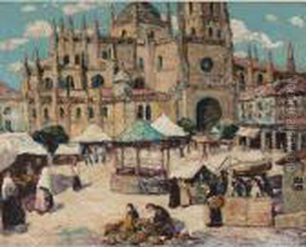 Market Square, Segovia, Spain Oil Painting by Ernest Lawson