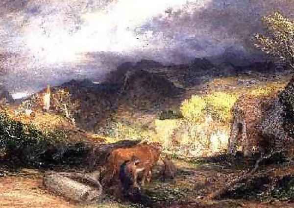 The Bellman with Oxen Oil Painting by Samuel Palmer