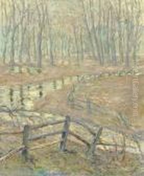 Landscape With Stream Oil Painting by Ernest Lawson