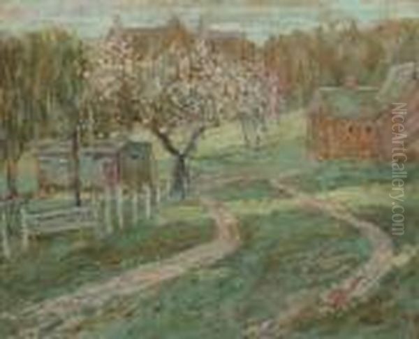 Farm Building, Ridgefield, Connecticut Oil Painting by Ernest Lawson