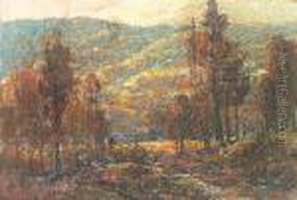 An Autumn Landscape Oil Painting by Ernest Lawson