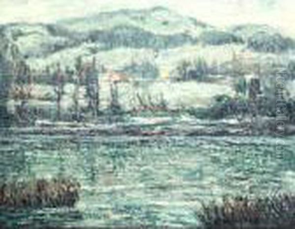 Harlem River Landscape Oil Painting by Ernest Lawson