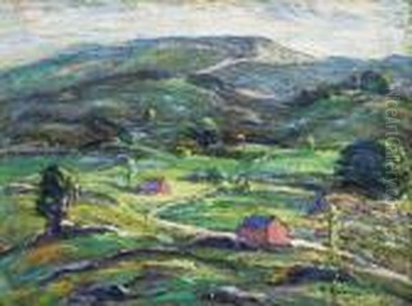 Connecticut Hillside Oil Painting by Ernest Lawson