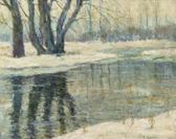 Winter Landscape Oil Painting by Ernest Lawson