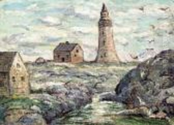 Lighthouse At Peggy's Cove, Nova Scotia Oil Painting by Ernest Lawson