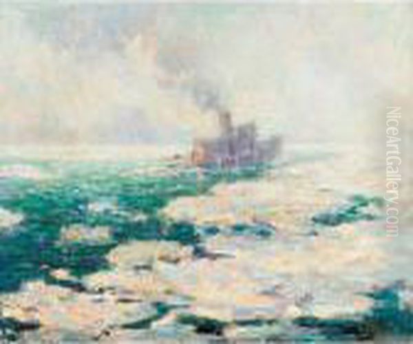 Tugboat Oil Painting by Ernest Lawson