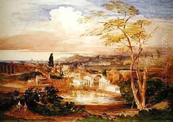 Rome from the Borghese Gardens, 1837 Oil Painting by Samuel Palmer