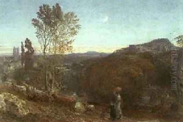 Going Home at Curfew Time Oil Painting by Samuel Palmer