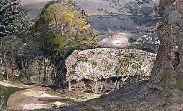 Landscape with Barn, Shoreham Oil Painting by Samuel Palmer