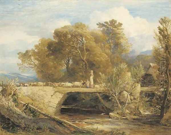 The broken bridge Oil Painting by Samuel Palmer