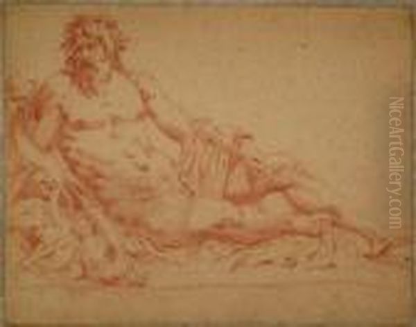 Allegory Ofa Male Godness Resting Oil Painting by Charles Lebrun