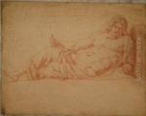 Allegory Ofa Resting Man Oil Painting by Charles Lebrun