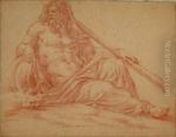 Allegory Ofa Resting Male Godness Oil Painting by Charles Lebrun