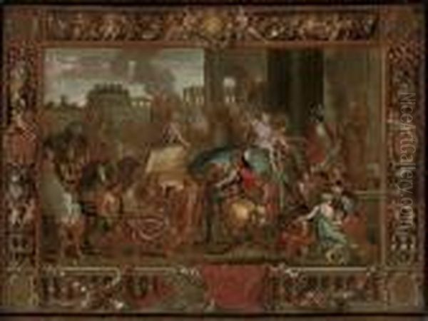 The Triumphal Entry Of Alexander Into Babylon Oil Painting by Charles Lebrun