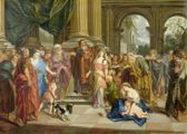 The Judgment Of Salomon Oil Painting by Charles Lebrun