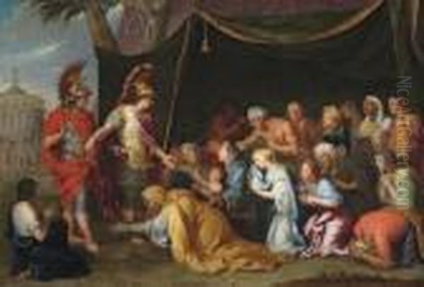 The Family Of Darius Before Alexander Oil Painting by Charles Lebrun