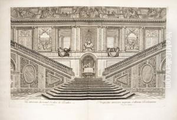 Grand Escalier Du Chateau De 
Versailles , Escalier Des Ambassadeurs Ordene Et Peint Par Charles Le 
Brun Premier Peintre De Roy, Consacre A La Memorie De Louis Le Grand Oil Painting by Charles Lebrun