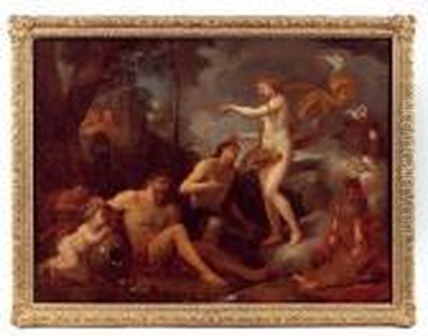 La Deification D'enee (ovide, Les Metamorphoses. L. Xiv). Oil Painting by Charles Lebrun