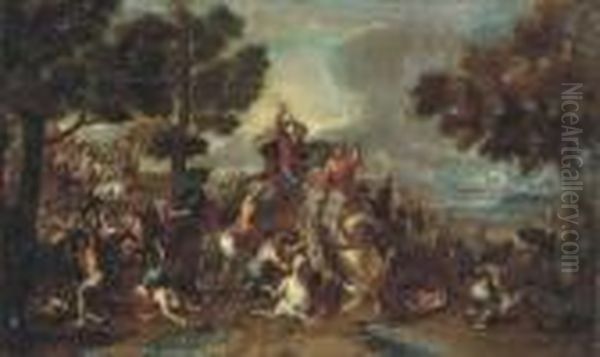 The Defeat Of Porus Oil Painting by Charles Lebrun