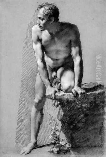 Male Nude Leaning on a Rock Oil Painting by Pierre-Paul Prud'hon