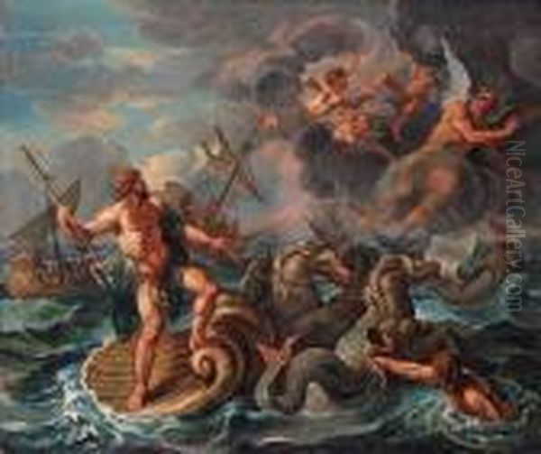 The Wrath Of Neptune Oil Painting by Charles Lebrun