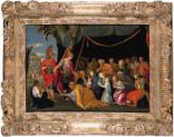 The Family Of Darius Before Alexander Oil Painting by Charles Lebrun