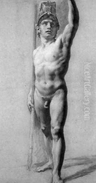 Male Nude Raising his Arm Oil Painting by Pierre-Paul Prud'hon