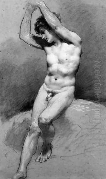 Seated Male Nude Oil Painting by Pierre-Paul Prud'hon