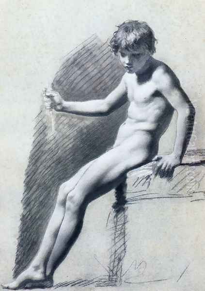 Seated Nude Figure Oil Painting by Pierre-Paul Prud'hon