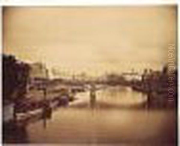 The Pont Du Carrousel, Paris: View To The East From The Pont Royal Oil Painting by Gustave Le Gray