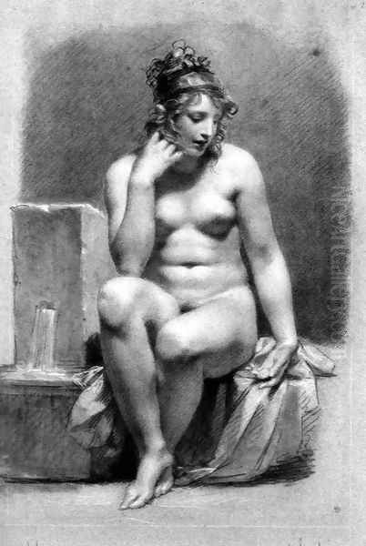 Seated Female Nude by a Fountain Oil Painting by Pierre-Paul Prud'hon