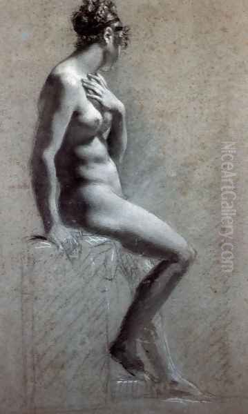 Seated Female Nude2 Oil Painting by Pierre-Paul Prud'hon