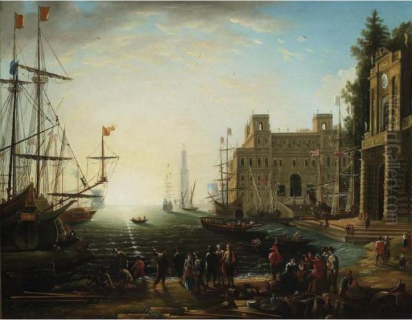 Port With Villa Medici Oil Painting by Claude Lorrain (Gellee)