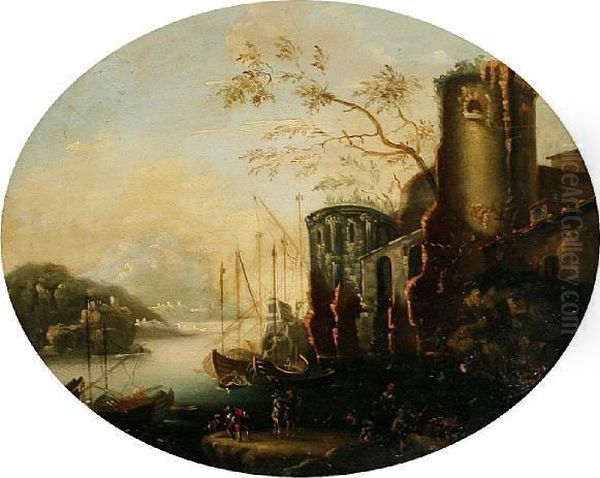 A Continental Port Oil Painting by Claude Lorrain (Gellee)