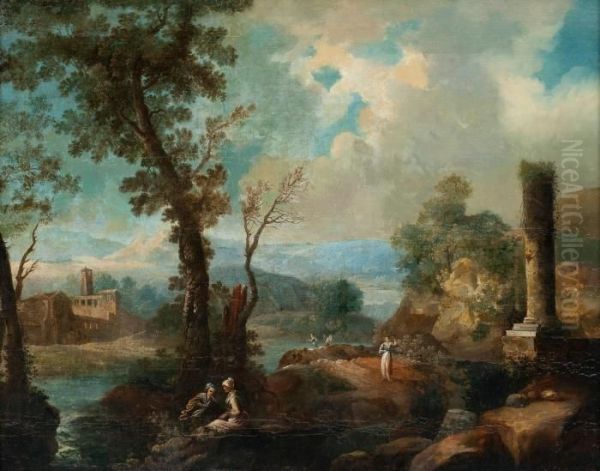 A Pastoral Landscape Oil Painting by Claude Lorrain (Gellee)