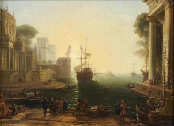 Port Avec Ulysse Rendant Chryseis A Son Pere Oil Painting by Claude Lorrain (Gellee)