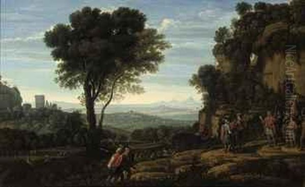 Landscape With David At The Cave Of Adullam Oil Painting by Claude Lorrain (Gellee)