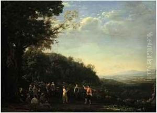 An Extensive Landscape With Shepherds And Shepherdessesdancing Oil Painting by Claude Lorrain (Gellee)